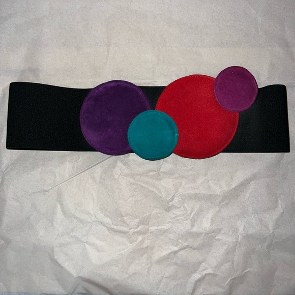 Alden Howard Accessories - Vintage Abstract 80’s/90’s Colorful Women's Belt with Circular Accents
